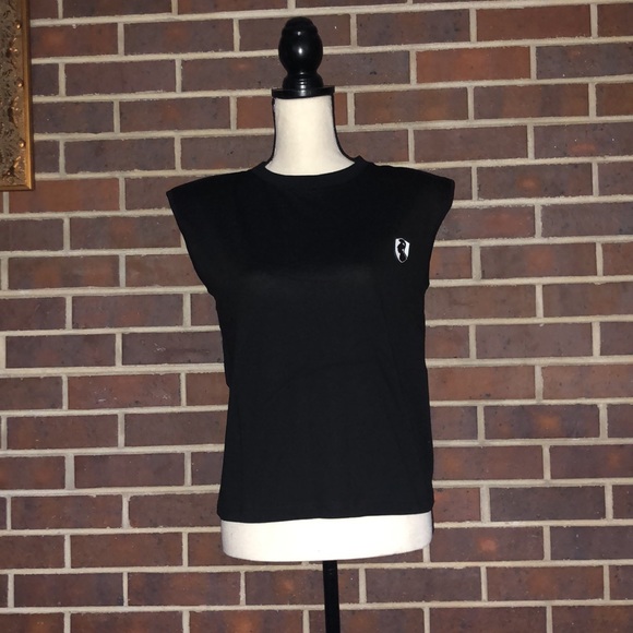 VHNY Padded Shoulder Sleeveless T-Shirt Black by Vivienne Hu Size XS Oversized - Picture 4 of 9